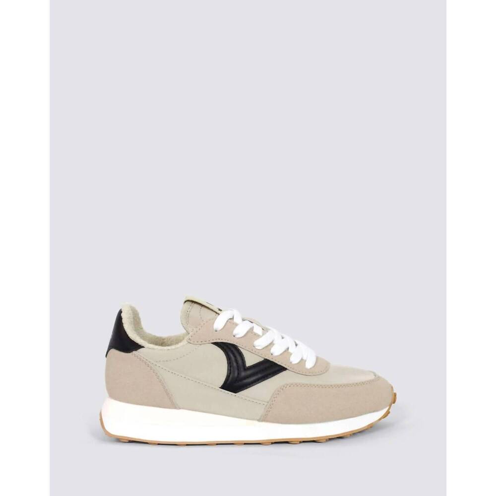 NEW VICTORIA women's astro nylon shoes in beige/black